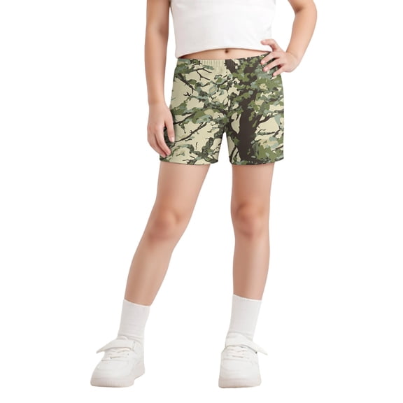 Abcomgle Kids Camo Shorts Girls 2026 Summer Elastic Waisted Shorts Kids Maple Print Sweat Shorts Trendy Athletic Pull on Short Pants,Green,3-4Years