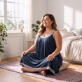 thumbnail image 2 of Agnes Orinda Plus Size Nightgowns for Women Sleeveless Sleepwear Wide Strap Sleepshirts Pleated Scoopneck Nightshirt 1X Dark Blue, 2 of 8