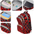 thumbnail image 4 of Red and Black Checkered Pattern Backpack for School, Cute School Bag with Adjustable Shoulder Straps and Padded Back, 16.9"x12.6"x5.9", 4 of 5