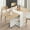 Pear Wood Color and White, variant on Studyset Folding Dining Table,  with 6 Wheels and 2-Layer Storage Shelf, Foldable Dining Desk Space Saving Dining Table for Small