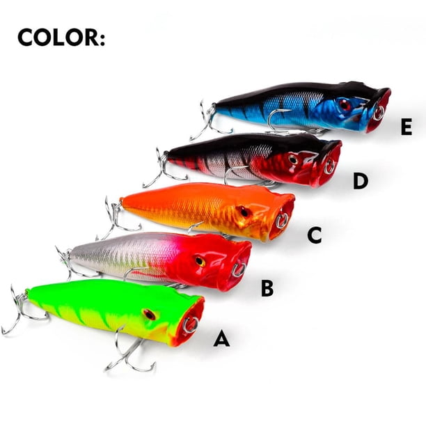 Pesca Topwater Popper señuelo de pesca artificial Wobblers triple gancho Crankbait (estilo C)