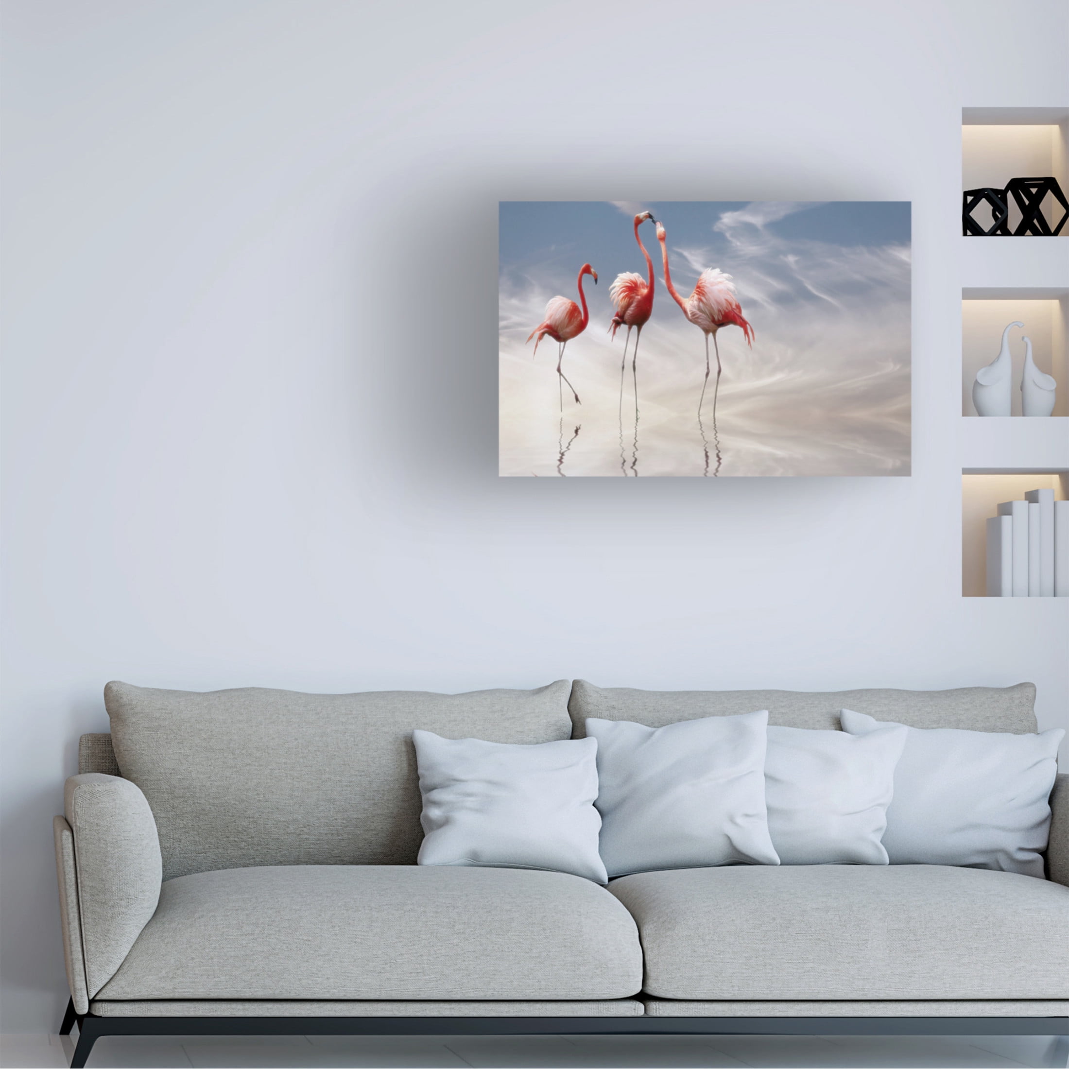 Trademark Fine Art Anna Cseresnjes  Flamingos Canvas Wall Art