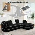 thumbnail image 6 of L-Shaped Sectional Sofa with Chaise, No Assembly Required Teddy Fabric Couch, 3-Seat Modular Sofa with 32D Boneless Design for Living Room, Black, 6 of 15