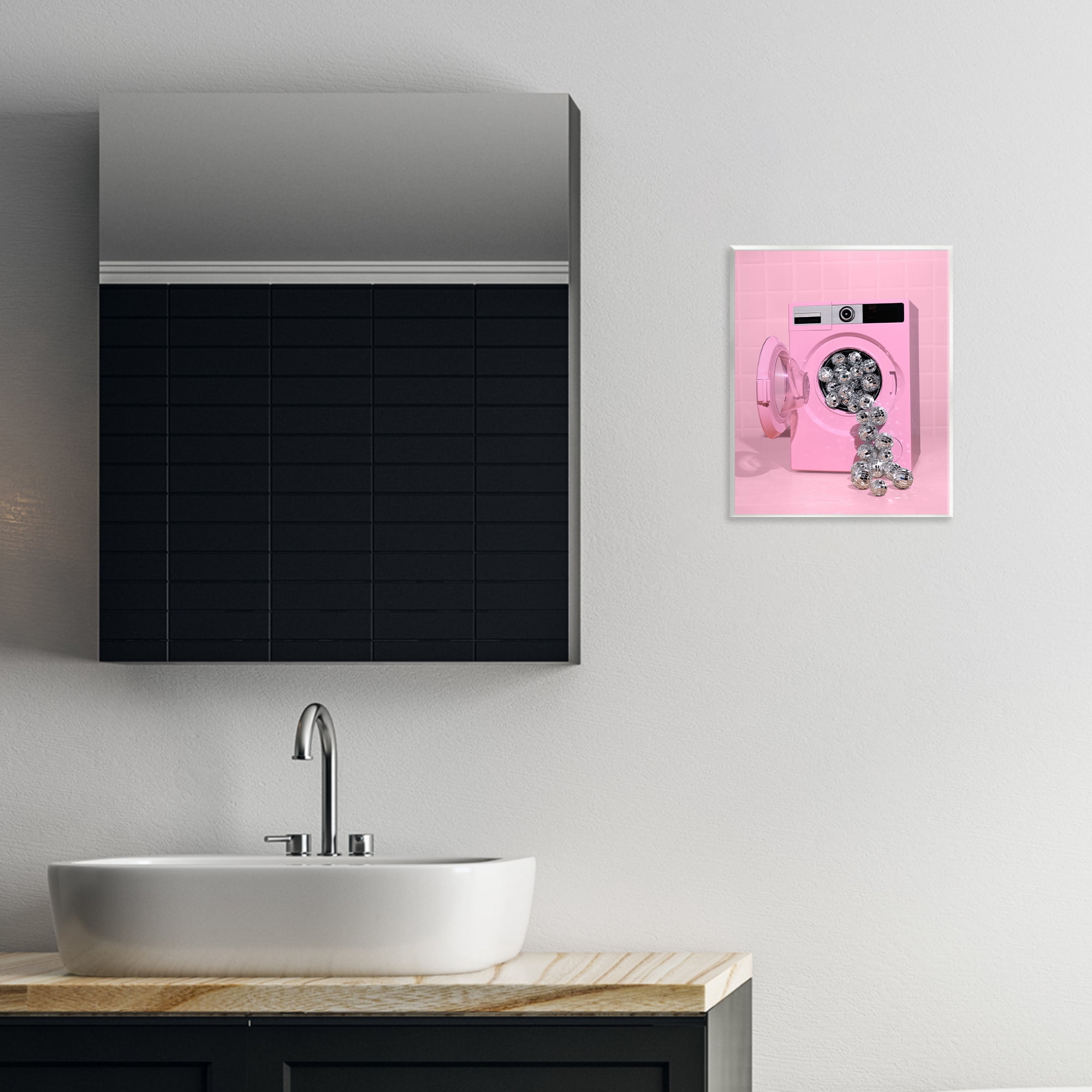 Stupell Industries Disco Laundry Machine over Pink Wall Plaque Art, design by LISH Creative