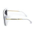 thumbnail image 3 of Unisex Rectangular Shield Robotic Oversize Sunglasses White Gold Silver Mirror, 3 of 4