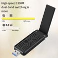 thumbnail image 1 of Adaptador WiFi USB 3.0 de 1300 Mbps, banda dual, 2,4 GHz, 5 GHz, antena, USB, Ethernet, tarjeta receptora para PC, 1 of 8