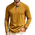 thumbnail image 2 of UDAUDU Henley Shirts for Men Long Sleeve Waffle Knit Basic Lightweight Thermal Shirts Slim Fit 2026 Fall Fashion Button Down Comfort Pullovers Yellow XS, 2 of 9