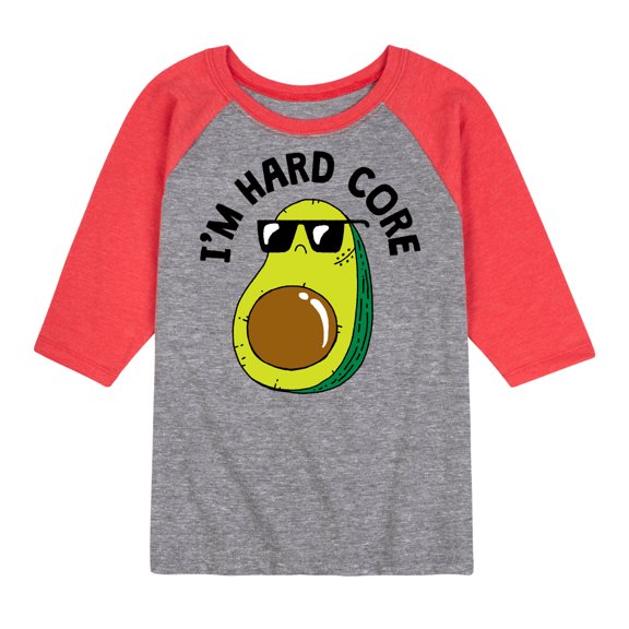 Instant Message - I'm Hard Core - Avacado Pit Cool - Toddler & Youth Raglan Graphic T-Shirt