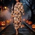 thumbnail image 5 of SELONE Halloween Nightgowns for Women Plus Size Nightshirts Pumpkin Skeleton Long Sleeve Maxi Dress Vacation Homewear, 5 of 8