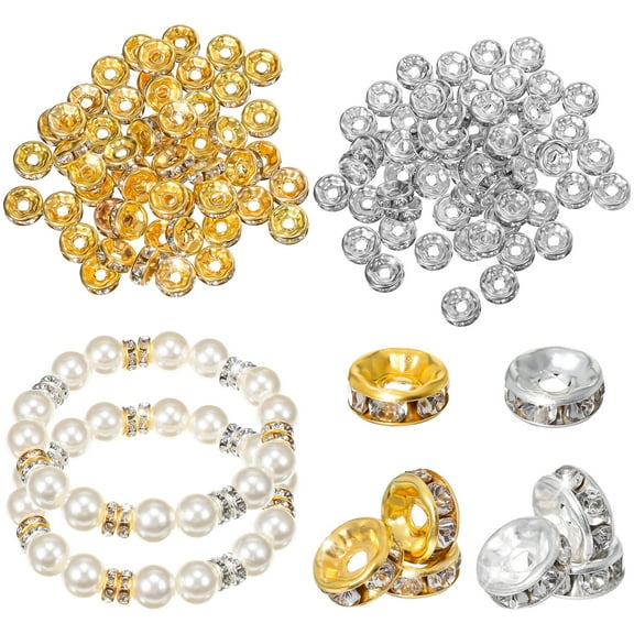 600 Pcs Bracelets Jewelry Charms Beads for Crafts Making Spacers Metal Supplies Bulk Rhinestones
