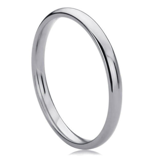 Pristine J Women's 14K White Gold Wedding Band 2mm Domed Classy Plain