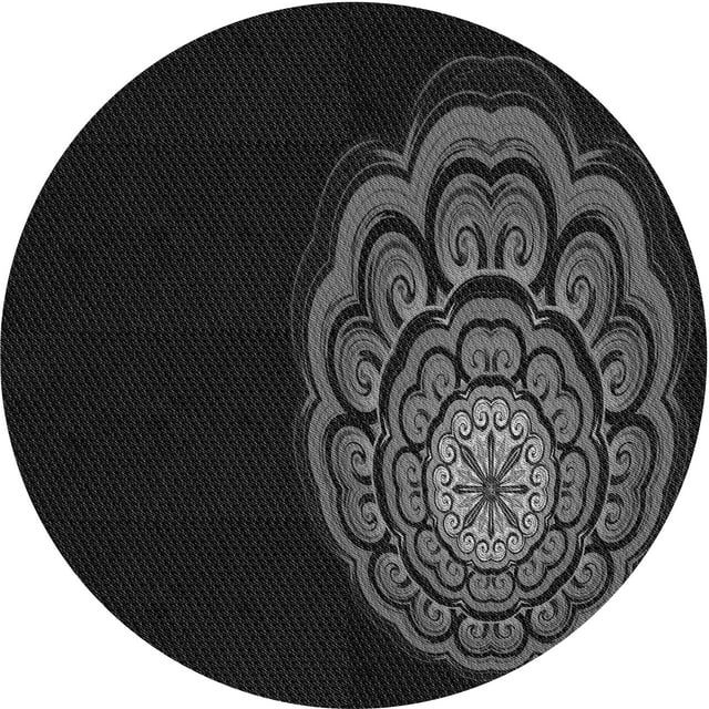 Ahgly Company Tapis d'Intérieur Lavables en Machine, Carrés de Transition, Noir de Nuit, 3' Carré