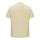 thumbnail image 4 of Camisas Elvqul de Hombre Beige Casual de Color Sólido Cuello Mao Manga Corta, 4 of 5