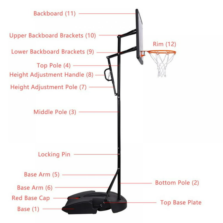 Basketball Hoop Portable Basketball Goal Basketball System 5.5ft -7.5ft  with 32 in Backboard – MARNUR