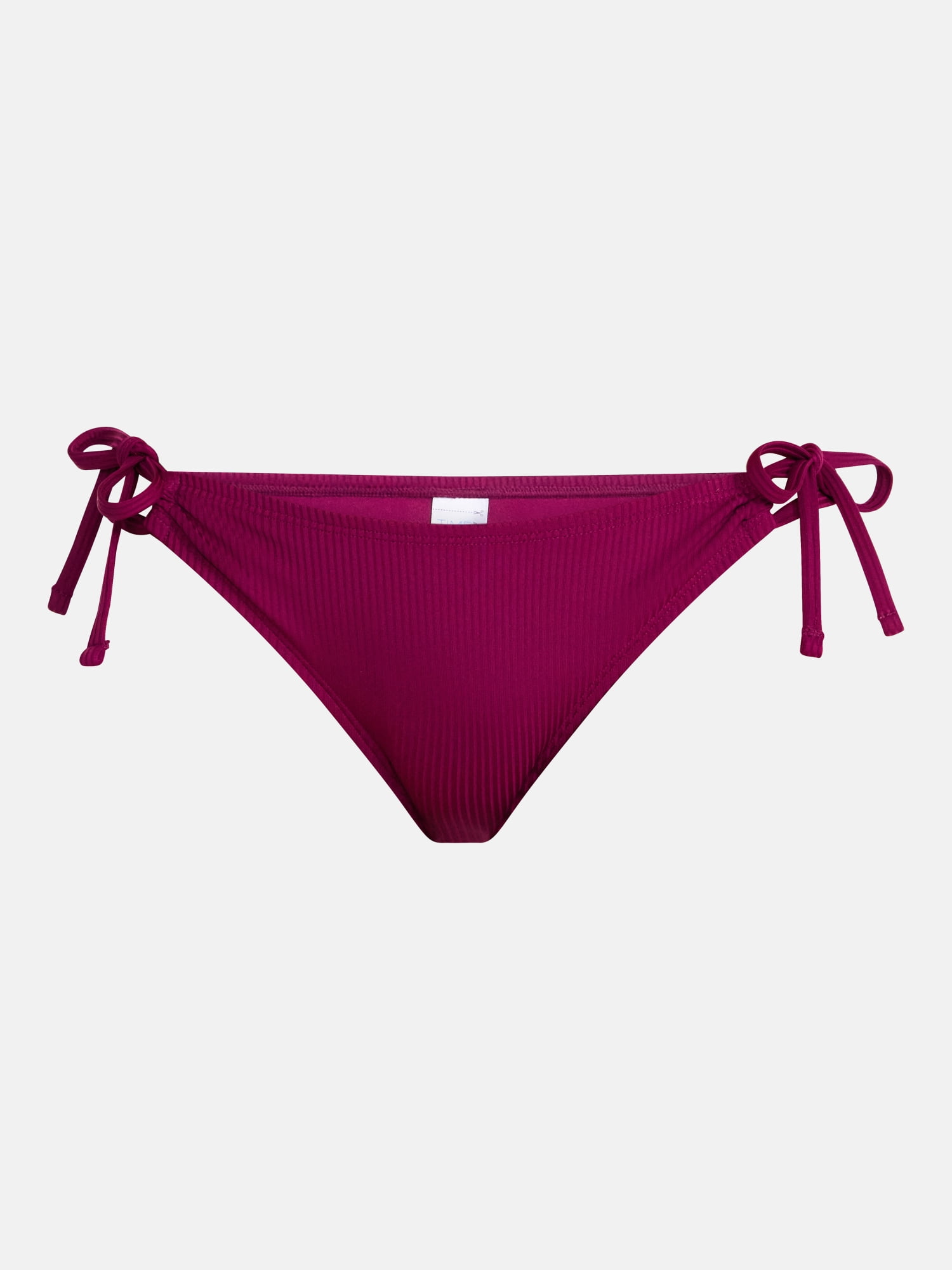Time and Tru Women's and Women's Plus Low Rise Side Tie Ribbed Bikini Bottoms, Sizes XS-2X