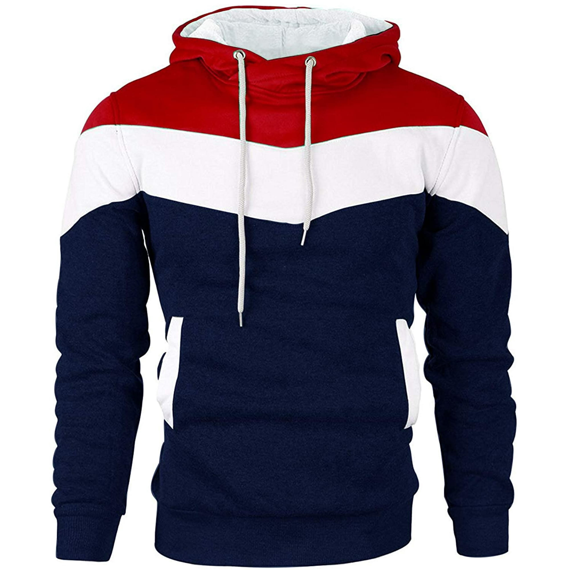 Mens novelty color block hoodies cozy sport outwear deals