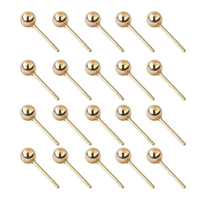 20 piezas de acero inoxidable de diámetro 4/5/6/8/10mm, pendientes de tuerca con tapón trasero, alfileres de oreja, agujas de bola para accesorios de fabricación de joyería DIY Tan Jianjun unisex