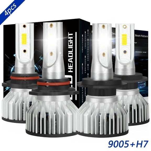 For Mitsubishi Outlander 2014-2020 LED Headlight Bulbs Kit 9005 H7 High Low Beam 6000K White 4x