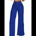 thumbnail image 1 of Pantalones Acampanados con Cinturón para Mujer, Estilo Informal, de Cintura Alta y Pierna . Azul XL, 1 of 7