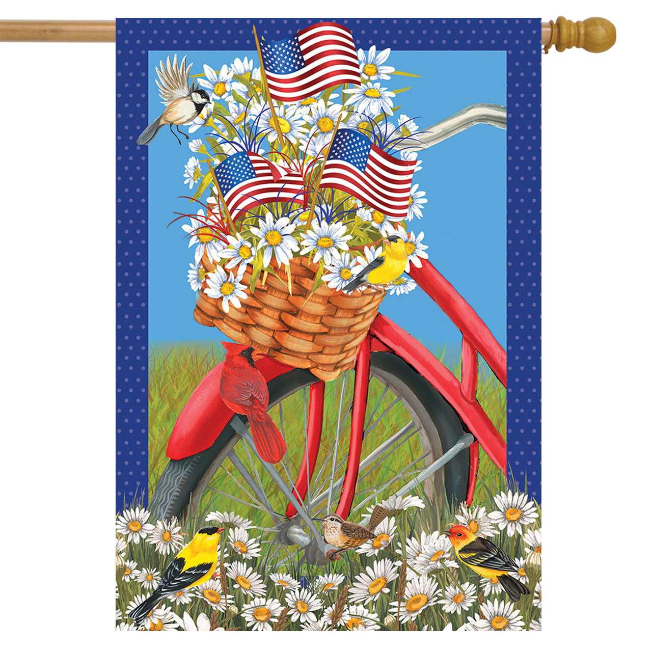 Morigins Welcome Flowers Bicycle Daisy Summer Spring Double Sided Garden Flag