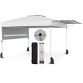 thumbnail image 1 of Costway 10x17 FT Pop Up Canopy Tent with Dual Adjustable Awnings, Silver-Coated Fabric White, 1 of 10