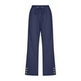 thumbnail image 2 of Blue Sweatpants Women's Solid Color Strap Button Summer Candy Casual Capris, 2 of 4
