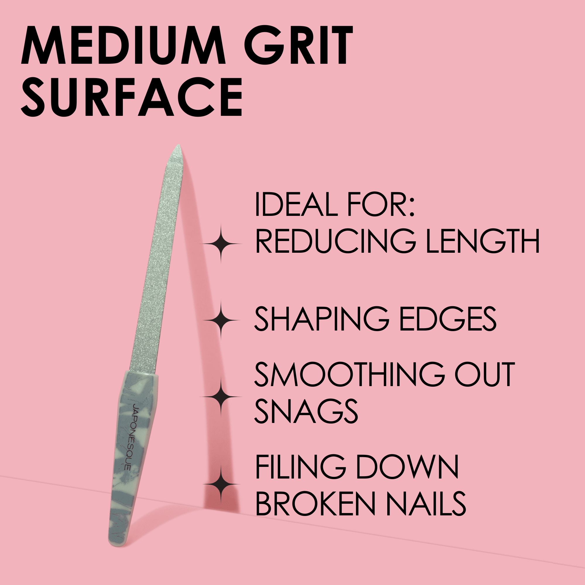 Japonesque, Nail Shaper, Metal Nail File, Stainless Steel, Medium
