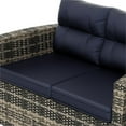 thumbnail image 2 of Maldives 4 PC Rattan Wicker Conversation Seating Group With Navy Blue Cushions, 2 of 11