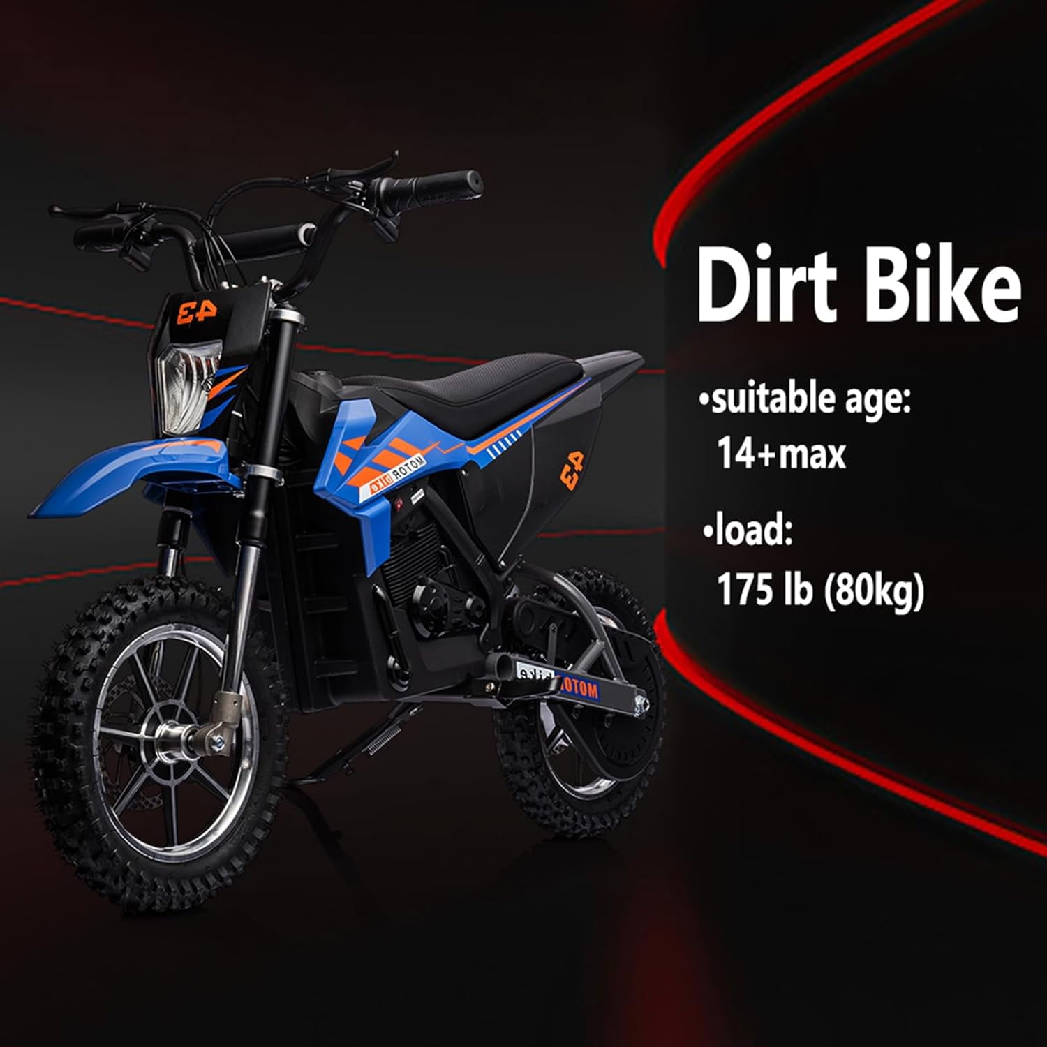 Luku Motorcycle, 36V Ride on Dirt Bike Motorcycle for Teens, Outdoor 500W Motor Off Road Motorcycle, Dirt Bike with Leather Seats, Blue