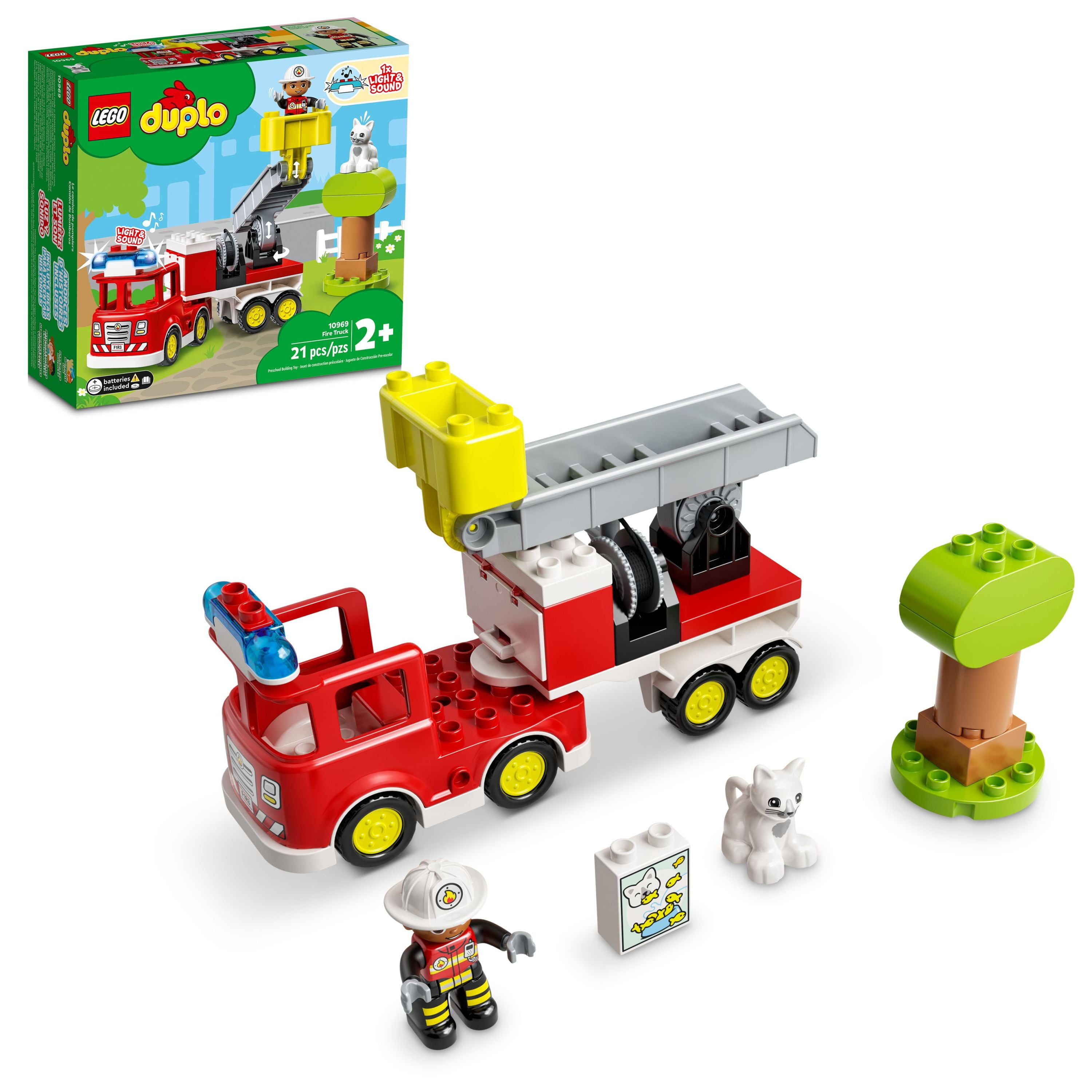 LEGO DUPLO Town Fire Engine 10969 Toy for Toddlers 2 Plus Old, Truck with Lights and Firefighter & Cat Figures, Learning Toys - Walmart.com