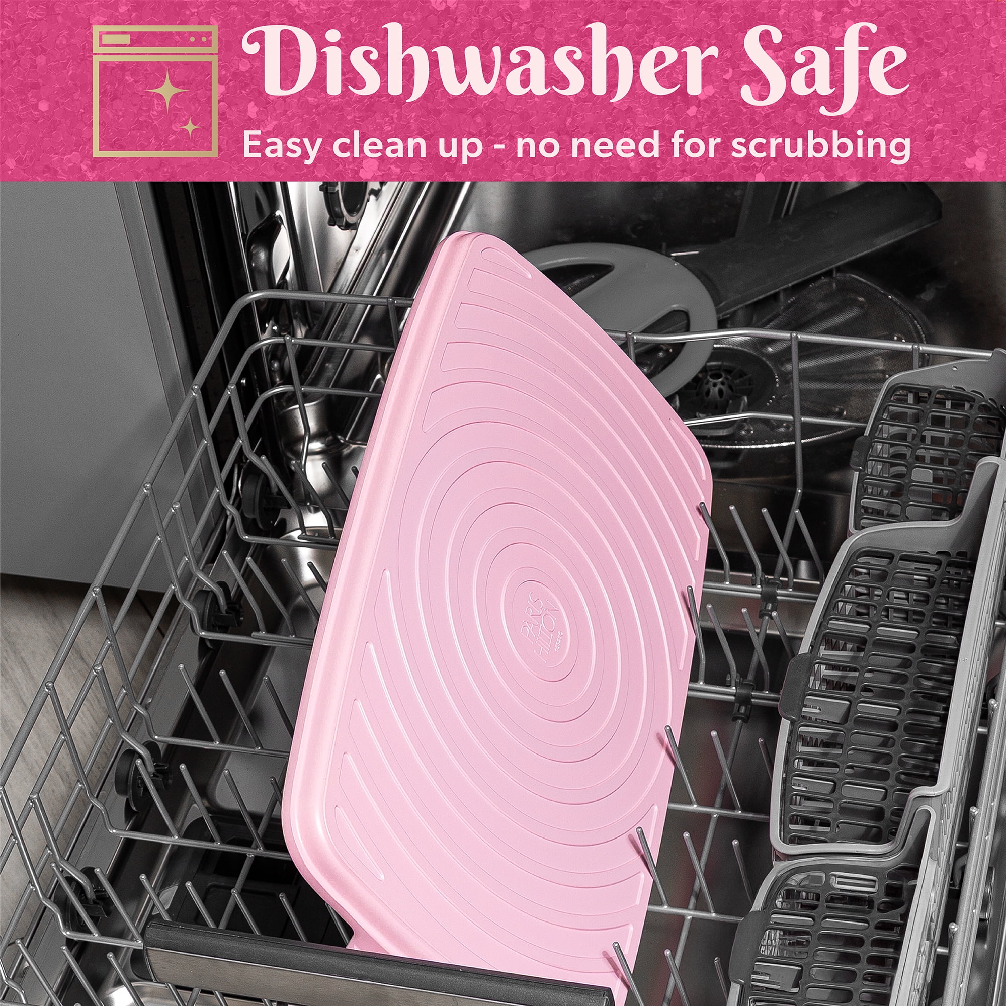 Paris Hilton Double Burner Griddle Pan for Stovetop, 17.8" x 10.5", Clean Ceramic™ Nonstick Coating, Pink