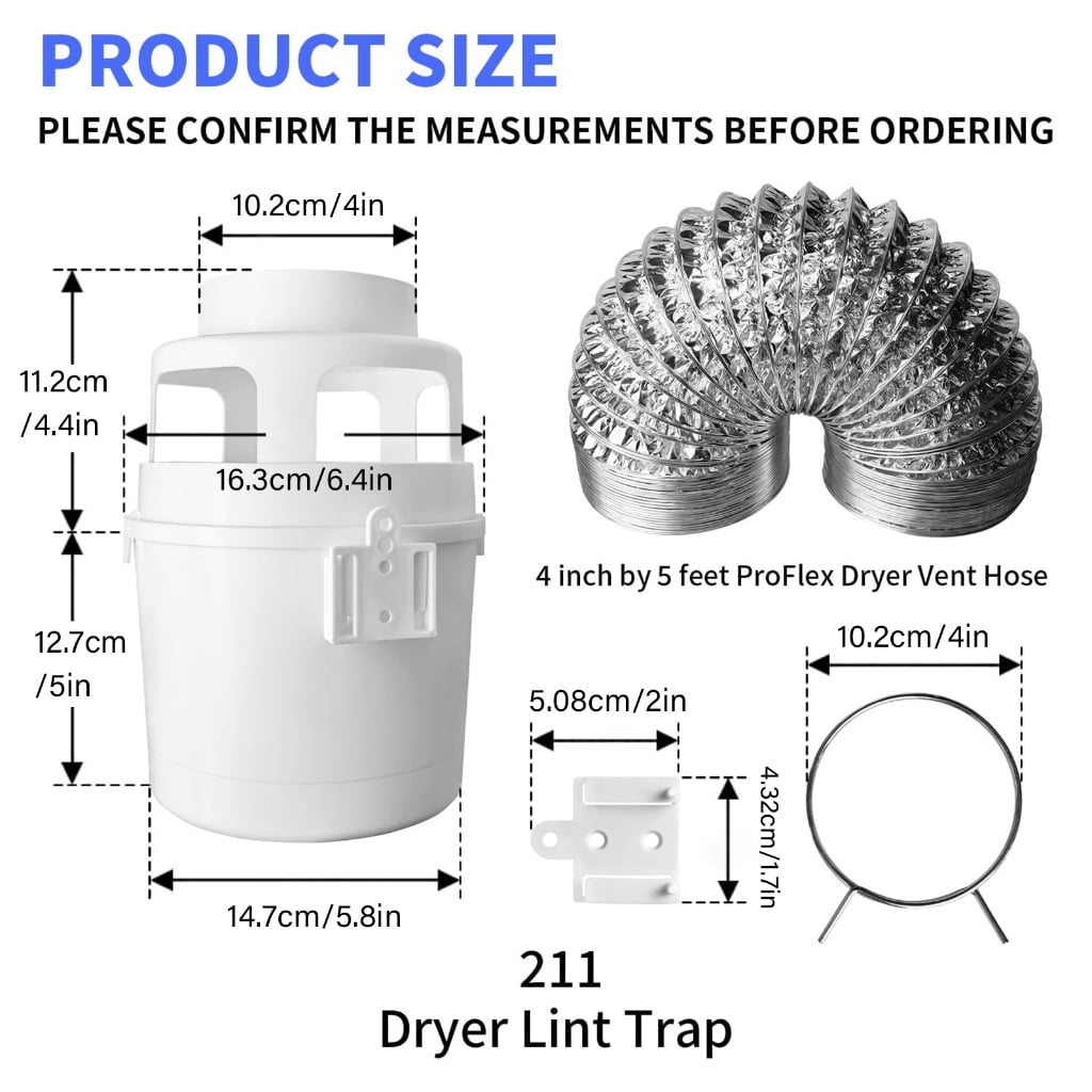 3 in 1 Indoor Dryer Vent Set Lint Trap Bucket Electric Dryer Vent for Apartment