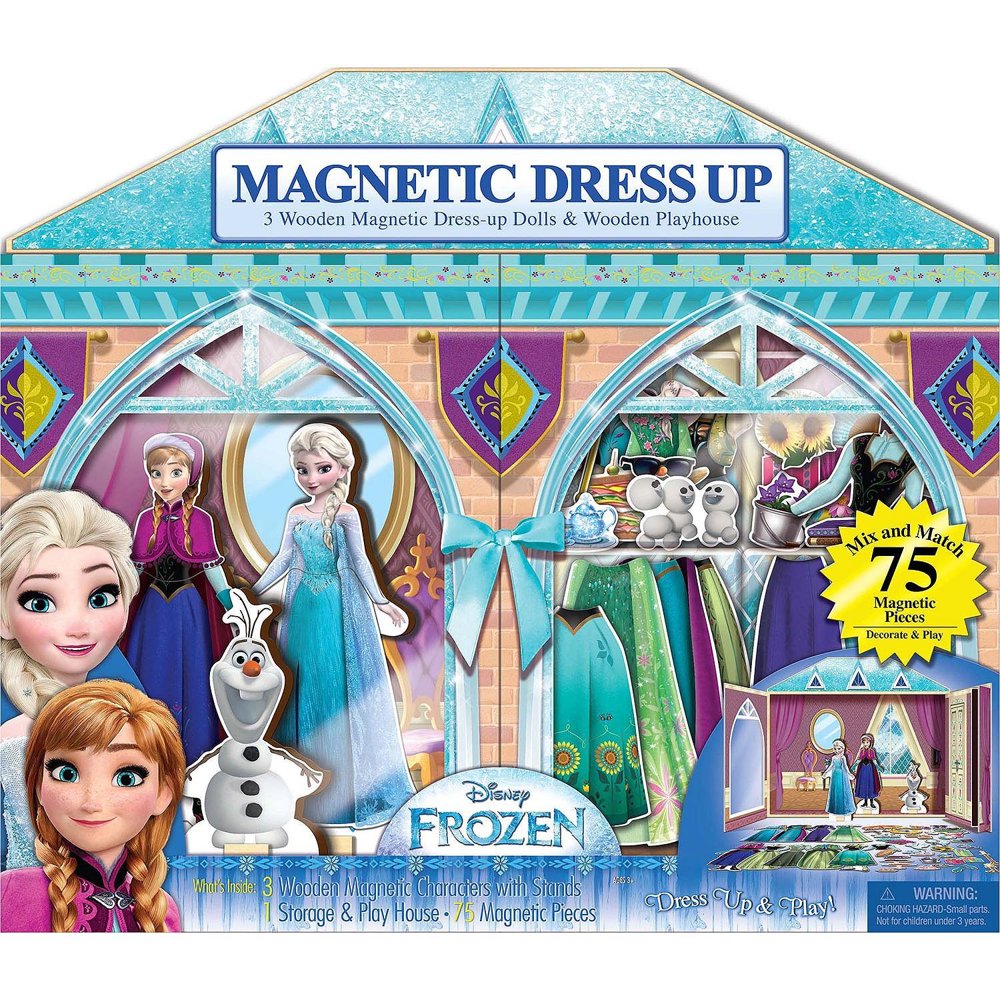 Bendon 3 Wooden DressUp Dolls & Wooden Play House (75 Pieces) Disney Frozen