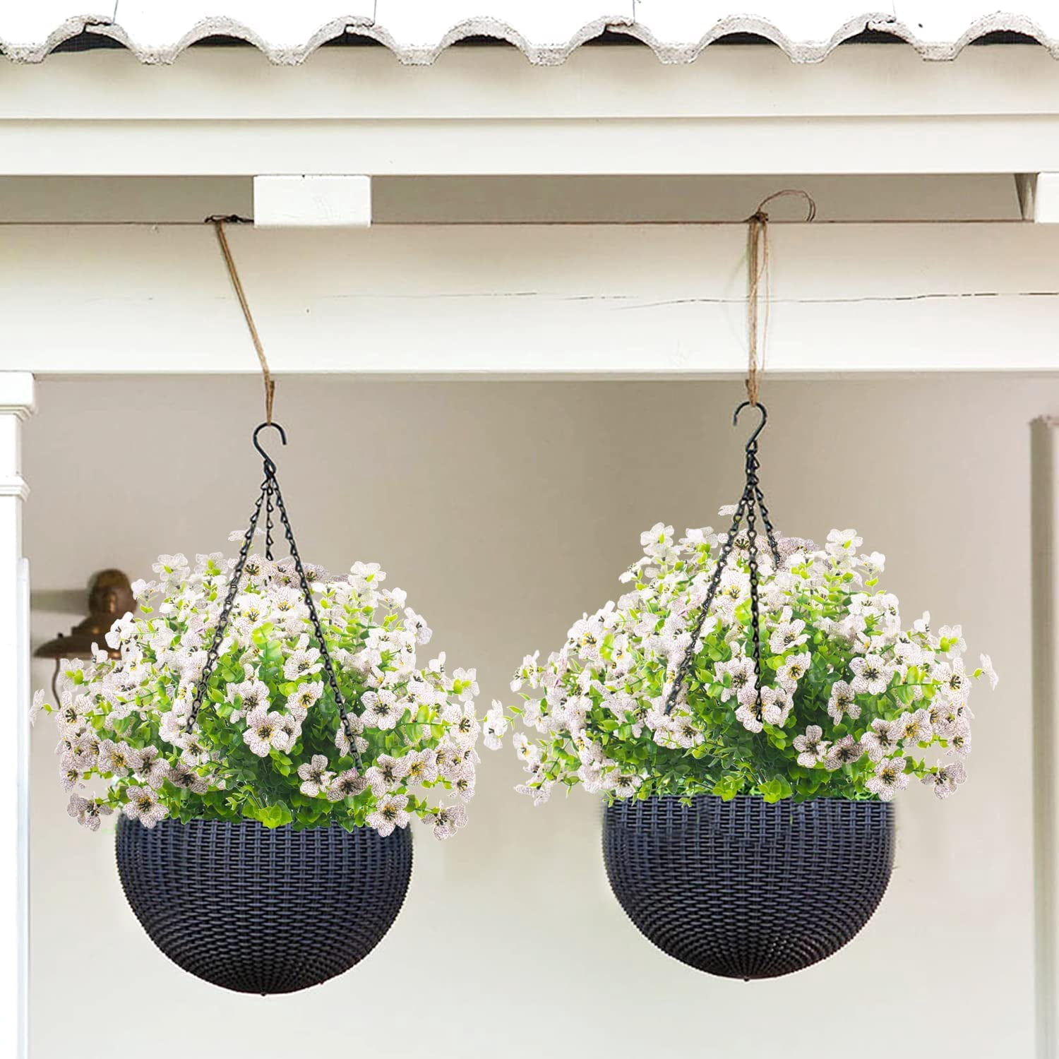 MAMOWEAR violets Artificial Flowers for Outdoor UV Resistant Faux Flowers No Fade Fake Plastic Plants Garden Porch Window Box Decorating