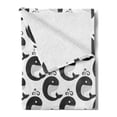 thumbnail image 2 of Whales Soft Flannel Fleece Throw Blanket, Symmetric Repetitive Pattern with Childish Underwater Animal Fish Print, Cozy Plush for Indoor and Outdoor Use, 60" x 80", White and Dark Grey, by Ambesonne, 2 of 5
