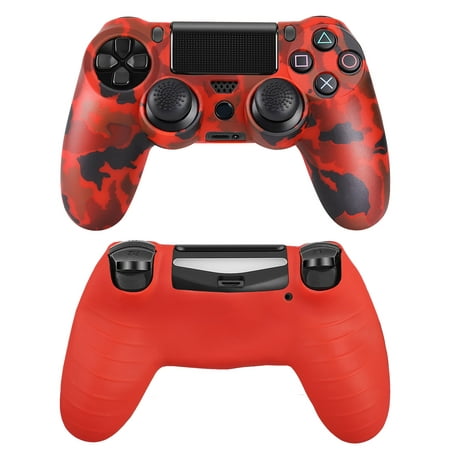 EEEkit Camouflage Silicone Gel Controller Cover Skin Protector Compatible for Sony Playstation 4 PS4/PS4 Slim/PS4 Pro Controller (2X Controller Camouflage Cover with 8 x FPS Pro Thumb Grip