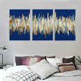 thumbnail image 3 of JEUXUS Blue and Gold Wall Art Abstract Wall Decor for Living Room Bedroom Canvas Prints Texture Picture, Watercolor Blue and Gold Foil Ink Painting Poster Modern Neutral Artwork 12''x16''X3 Panels, 3 of 4