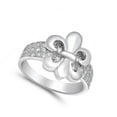thumbnail image 2 of Fleur De Lis Ring, Pave Set Diamond Wedding Ring, Wide Shank Diamond Ring, Women's Cocktail Party Wear Diamond Ring, 14K White Gold Plated, 2.3 Ct Simulated Diamond, Gift Ring, 2 of 2