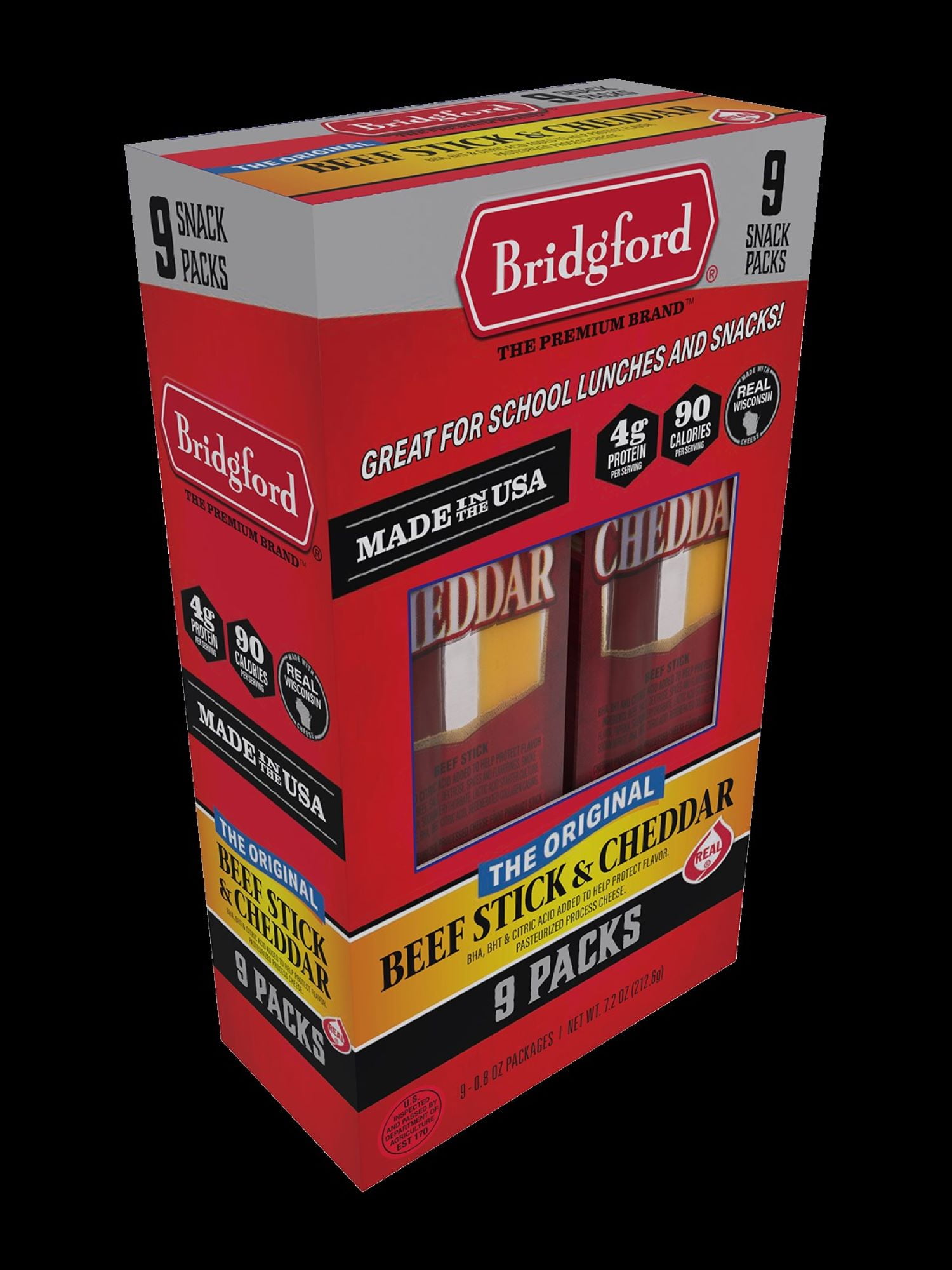 Bridgford Beef Stick & Cheddar 9 Pack