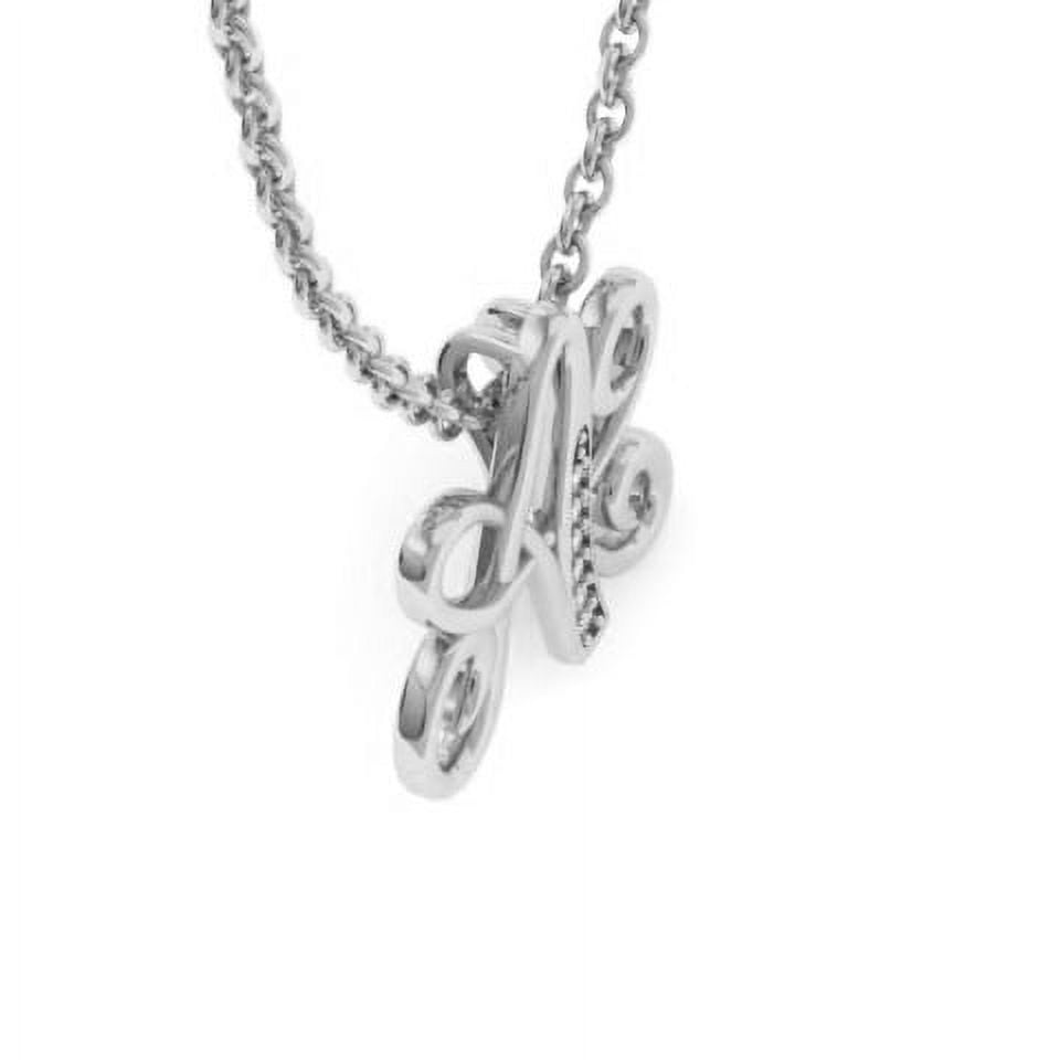 SuperJeweler A Initial Necklace in White Gold With 6 Diamonds, Serif Style, With Free 18 inch Cable Chain, for Women