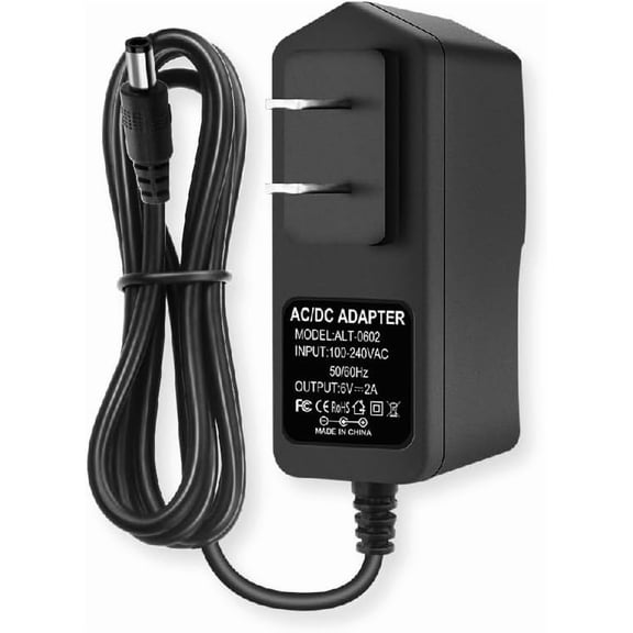 CoolStuff 6V DC Power Supply 2A Universal AC Adapter, 100-240V 50/60Hz 6 Volts 2 Amp Transformer, DC 6V Power Cord, 5.5mm x 2.5mm Plug