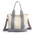 thumbnail image 2 of ibiyuan Large Canvas Tote Bag Solid Color Canvas One Shoulder Messenger Bag Lightweight Daily Travel School Shopping Handbag for Women, 2 of 8