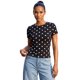 thumbnail image 2 of Camiseta de verano para mujer, estilo casual, corte ajustado, con estampado de lunares, cuello redondo y manga corta., 2 of 9