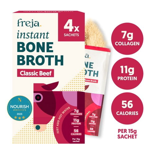 Freja Beef Instant Bone Broth 4 x 15g, British Import (Pack of 2)
