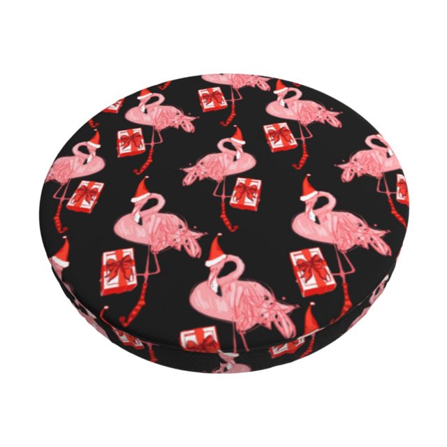 Balery New Year Flamingo Fundas de asiento para taburete de bar redondo de tela de terciopelo ajustables que protegen de arañazos y manchas para sillas de 14 a 17 pulgadas.-12 inch