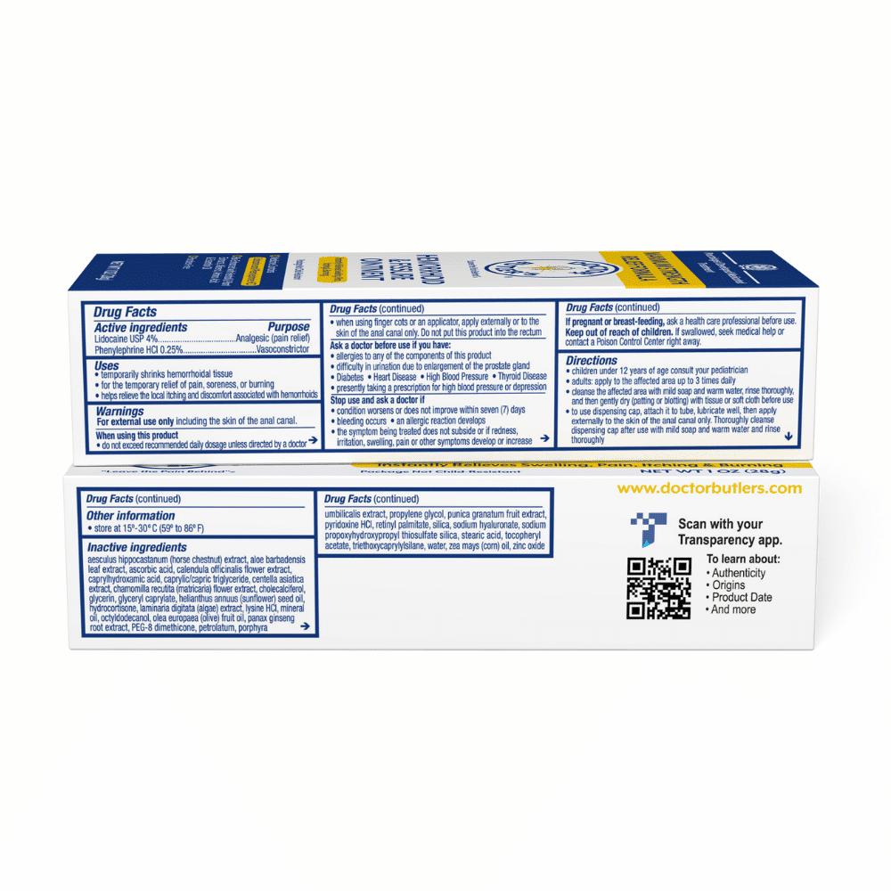 Doctor Butler's Hemorrhoid & Fissure Ointment Fast Acting Relief (1 oz)