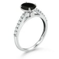 thumbnail image 3 of Gem Stone King 10K White Gold Black Onyx and White Lab Grown Diamond Engagement Ring for Women (1.78 Cttw, Oval 8X6MM, Gemstone December Birthstone, Size 8), 3 of 4