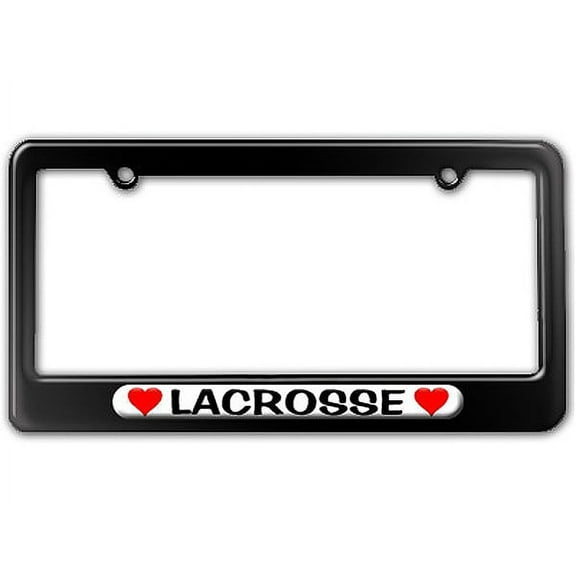 Lacrosse Love with Hearts License Plate Frame