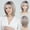 Mix Blonde, variant on Layered Blonde Balayage Bob Wig for Women Medium Length Straight Synthetic Hair with Bangs Ombre Platinum Brown