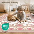 thumbnail image 4 of ODIKA Boho Scattered Toss Alfombra Para Cuarto Vintage Border Pink Refined Foldable Easy Care for Master Suite, California King, Under Bed, 4 of 7